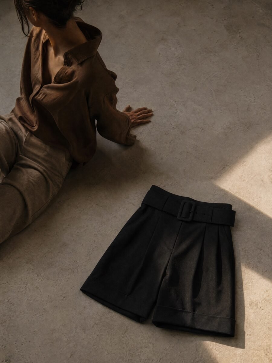 Laid flat — Lanyard Belted Shorts